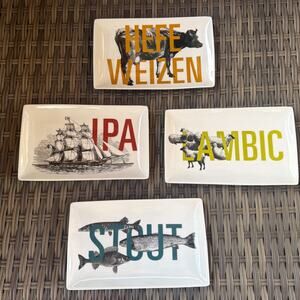 Crate and Barrel Colorful Appetizer Plates Craft Beer Bar Set of 4